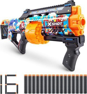 Швидкострільний бластер X-SHOT Skins Last Stand Blaster - Modern Sonic Skin with 16 Darts 16 набоїв B0C13GTS5M ХС0002 фото