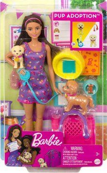 УЦЕНКА (Примятая коробка) Кукла Барби Усыновление щенков Barbie Pup Adoption Doll HKD86 КБ0133у фото