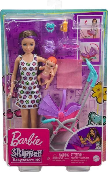 Лялька Барбі Скиппер Няня з коляскою і пупсом Barbie Skipper GXT34 КБ0034 фото