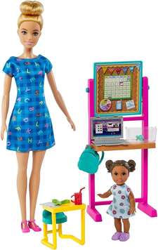 Лялька Барбі Катерина блондинка з лялькою-малюком Barbie Teacher Blonde Toddler (HCN19) КБ0182 фото