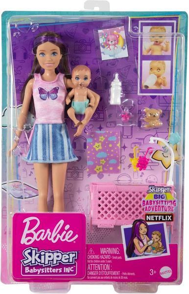 Кукла Барби Скиппер Няня с малышом Сладкие сны Barbie Skipper Babysitters Inc. Crib with Baby Doll HJY33 КБ0040 фото