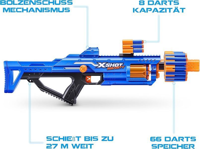 Іграшкова зброя Zuru X-Shot Швидкострільний бластер Insanity-Berzerko 8 Shot 48 набоїв 36610R ХС0001 фото